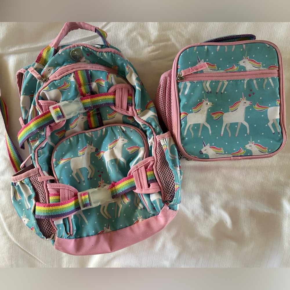 Pottery Barn Kids Unicorn Backpack and Lunchbox - Pink and Teal